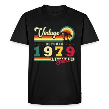 Octobre 1979 Anniversaire en octobre - Octobre 1979 - T-shirt Premium bio Homme - noir - Devant - Nico (187cm)