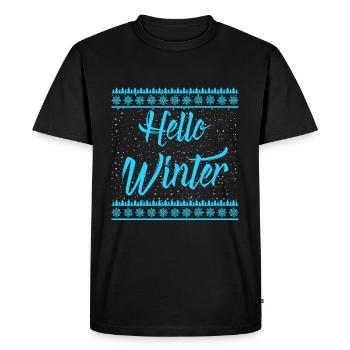 Bonjour Cadeau de Noël d’hiver - T-shirt Premium bio Homme - noir - Devant - Nico (187cm)
