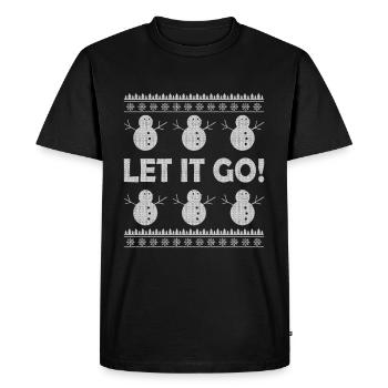 Bonhomme de neige dans la neige pour Noël - T-shirt Premium bio Homme - noir - Devant - Nico (187cm)