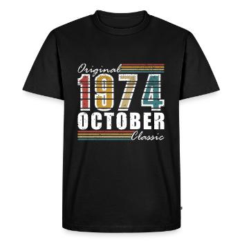 Oktober 1974 Geburtstag October 1974 Birthday Gift - Men's Premium Organic T-Shirt - black - Front - Nico (187cm)