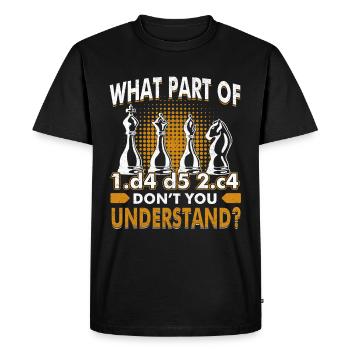 Comprendre les dictons d’échecs - Échiquier drôle - T-shirt Premium bio Homme - noir - Devant - Nico (187cm)
