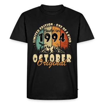 Octobre 1994 Cadeau d’anniversaire 1994 Octobre - T-shirt Premium bio Homme - noir - Devant - Nico (187cm)