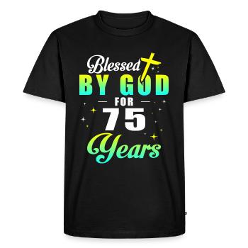 75th birthday of God 75 years - Men's Premium Organic T-Shirt - black - Front - Nico (187cm)