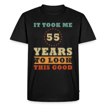 55th Birthday 55 Years Vintage retro - Men's Premium Organic T-Shirt - black - Front - Nico (187cm)
