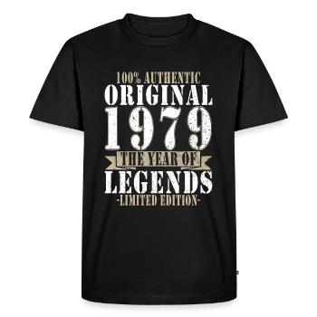 Légende 1979 Anniversaire Légendaire depuis 1979 - T-shirt Premium bio Homme - noir - Devant - Nico (187cm)