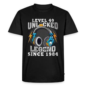 40th Birthday Level 40 unlocked - Men's Premium Organic T-Shirt - black - Front - Nico (187cm)