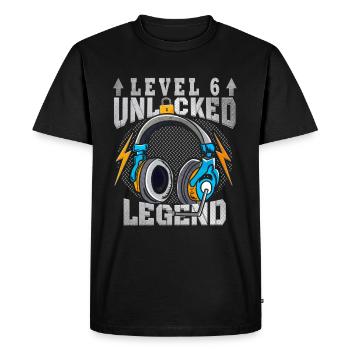 6e anniversaire Niveau 6 débloqué - T-shirt Premium bio Homme - noir - Devant - Nico (187cm)