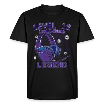 12e anniversaire Video Gamer Niveau 12 Débloqué - T-shirt Premium bio Homme - noir - Devant - Nico (187cm)