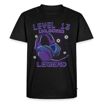 13th Birthday - 13 Years Gamer Level 13 - Men's Premium Organic T-Shirt - black - Front - Nico (187cm)