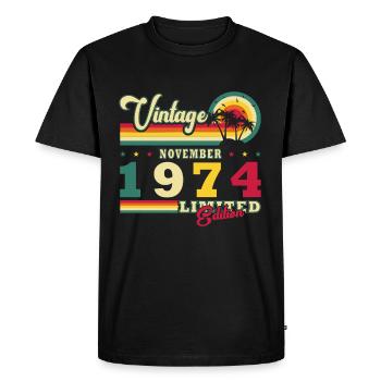 Vintage November 1974 Retro Gift November - Men's Premium Organic T-Shirt - black - Front - Nico (187cm)
