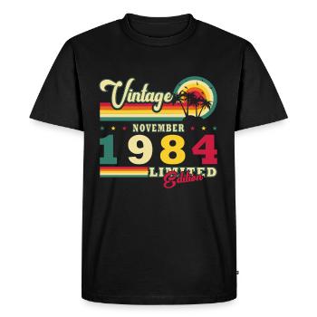 Né en novembre 1984 Anniversaire Novembre 1984 - T-shirt Premium bio Homme - noir - Devant - Nico (187cm)