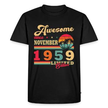 Novembre 1959 Anniversaire Novembre 1959 Novembre - T-shirt Premium bio Homme - noir - Devant - Nico (187cm)