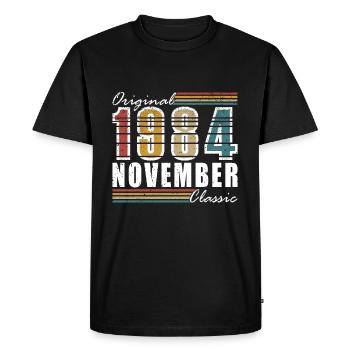 Né en novembre 1984 Anniversaire Novembre 1984 - T-shirt Premium bio Homme - noir - Devant - Nico (187cm)