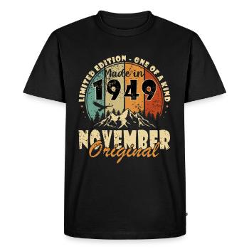 Novembre 1949 - Novembre 1949 Cadeau d’anniversaire - T-shirt Premium bio Homme - noir - Devant - Nico (187cm)