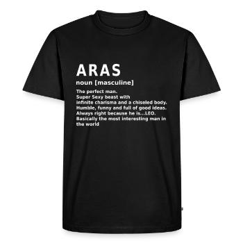 Nom - Aras - T-shirt Premium bio Homme - noir - Devant - Nico (187cm)