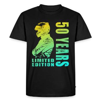 Biker 50th birthday, 50 years of motorcyclist - Men's Premium Organic T-Shirt - black - Front - Nico (187cm)