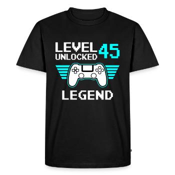 Level 45 Unlocked 45 Years Birthday Gift - Men's Premium Organic T-Shirt - black - Front - Nico (187cm)