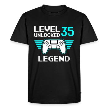 Niveau 35 Débloqué Cadeau d’anniversaire 35 ans - T-shirt Premium bio Homme - noir - Devant - Nico (187cm)