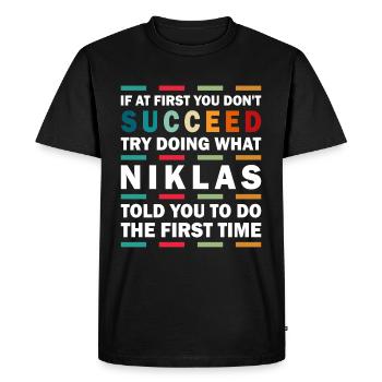 Niklas Name Personalized Funny Birthday xmas - Men's Premium Organic T-Shirt - black - Front - Nico (187cm)