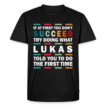 Lukas Name Personalized Funny Birthday - Men's Premium Organic T-Shirt - black - Front - Nico (187cm)