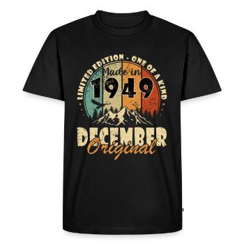 Vintage Fabriqué En 1949 75 Ans Décembre - T-shirt Premium bio Homme - noir - Devant - Nico (187cm)