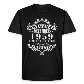 Cadeau d’anniversaire de décembre 1959. Décembre 1959 - T-shirt Premium bio Homme - noir - Devant - Nico (187cm)