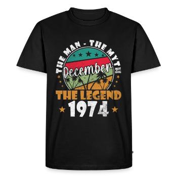 Décembre 1974 Jubilé 1974 Légendes Décembre - T-shirt Premium bio Homme - noir - Devant - Nico (187cm)