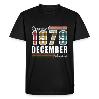 Anniversaire de décembre 1979 Cadeau de décembre 1979 - T-shirt Premium bio Homme - noir - Devant - Nico (187cm)