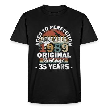 Décembre 1989 Anniversaire Décembre 1989 Décembre - T-shirt Premium bio Homme - noir - Devant - Nico (187cm)
