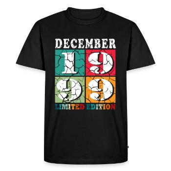 Décembre 1999 Anniversaire Décembre 1999 Décembre - T-shirt Premium bio Homme - noir - Devant - Nico (187cm)