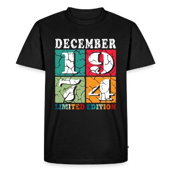 Décembre 1974 anniversaire Décembre 1974 Décembre - T-shirt Premium bio Homme - noir - Devant - Nico (187cm)