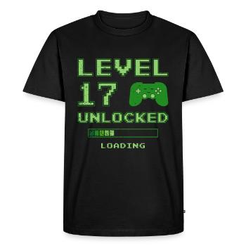 17e anniversaire Niveau 17 débloqué - T-shirt Premium bio Homme - noir - Devant - Nico (187cm)