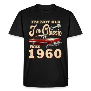 Millésime 1960 Millésime 1960 65ème anniversaire 1960 - T-shirt Premium bio Homme - noir - Devant - Nico (187cm)