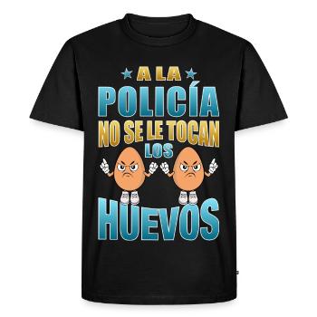 La police ne touche pas à leurs couilles - T-shirt Premium bio Homme - noir - Devant - Nico (187cm)