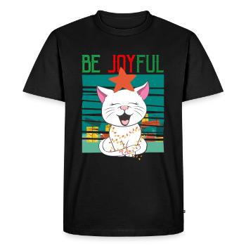 Christmas Cat - Men's Premium Organic T-Shirt - black - Front - Nico (187cm)