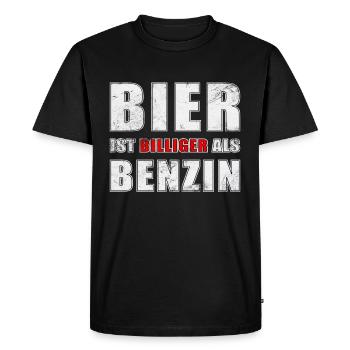 Bier ist Billiger als Benzin - Männer Premium Bio T-Shirt - Schwarz - Vorne - Nico (187cm)