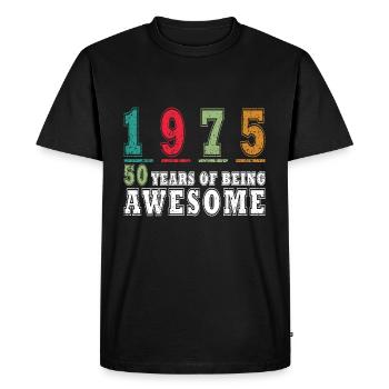 1975 50 Birthday Vintage 1975 Fifty 50 Years - Men's Premium Organic T-Shirt - black - Front - Nico (187cm)