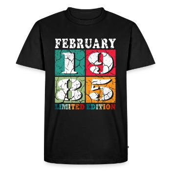 Février 1985| Février 1985 Jubilé 1985 - T-shirt Premium bio Homme - noir - Devant - Nico (187cm)