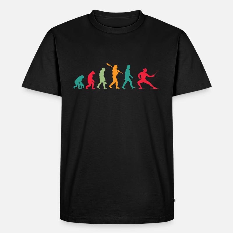 Evolution Retro Fechten - Männer Premium Bio T-Shirt - Schwarz