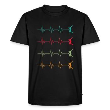 Heartbeat Heart Line Fréquence cardiaque Discus Lanceur - T-shirt Premium bio Homme - noir - Devant - Nico (187cm)