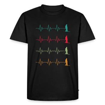 Heartbeat ECG Skis Ski Freestyle Hiver - T-shirt Premium bio Homme - noir - Devant - Nico (187cm)