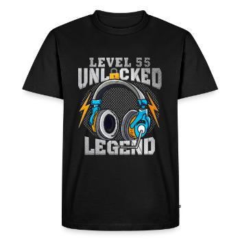 Niveau 55 Débloqué 55e anniversaire Joueur 55 - T-shirt Premium bio Homme - noir - Devant - Nico (187cm)