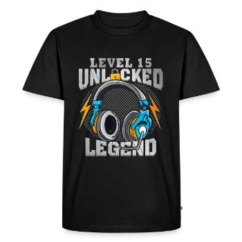 Chemise d’anniversaire de 15 ans Zocker Gamer 15. - T-shirt Premium bio Homme - noir - Devant - Nico (187cm)