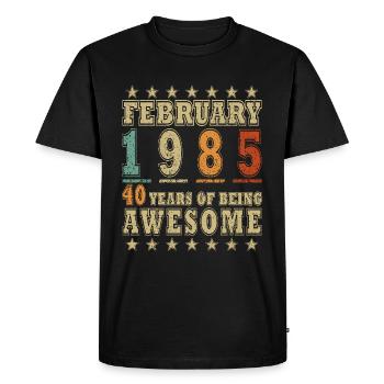 Février 1985, 40e anniversaire 1985 40e février - T-shirt Premium bio Homme - noir - Devant - Nico (187cm)