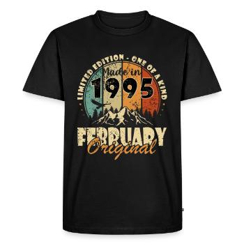 Février 1995 Anniversaire Février 1995 Février - T-shirt Premium bio Homme - noir - Devant - Nico (187cm)