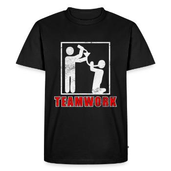 Hacke Dicht Saufen Mallorca 2025 Beer Funnel - Men's Premium Organic T-Shirt - black - Front - Nico (187cm)
