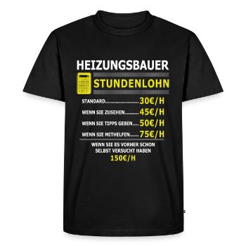 Heizungsbauer Stundenlohn Heizungsbau Meister - Männer Premium Bio T-Shirt - Schwarz - Vorne - Nico (187cm)