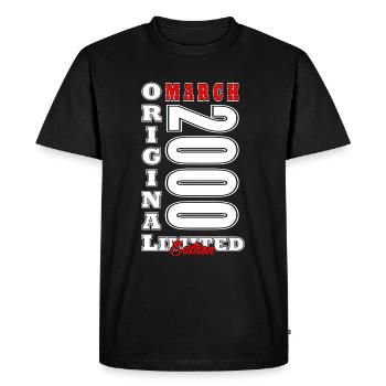Cadeau d’anniversaire de mars 2000. Mars 2000. - T-shirt Premium bio Homme - noir - Devant - Nico (187cm)