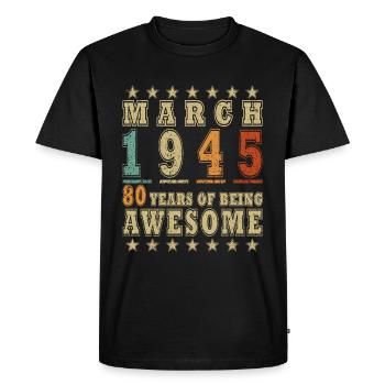 Mars 1945 Jubilé 1945 Légendes Mars 1945 - T-shirt Premium bio Homme - noir - Devant - Nico (187cm)
