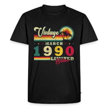 Mars 1990. Mars 1990 Cadeau d’anniversaire. Mars. - T-shirt Premium bio Homme - noir - Devant - Nico (187cm)